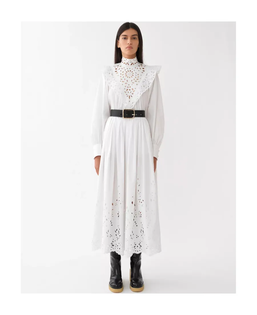 Broderie Anglaise High Neck Blouse