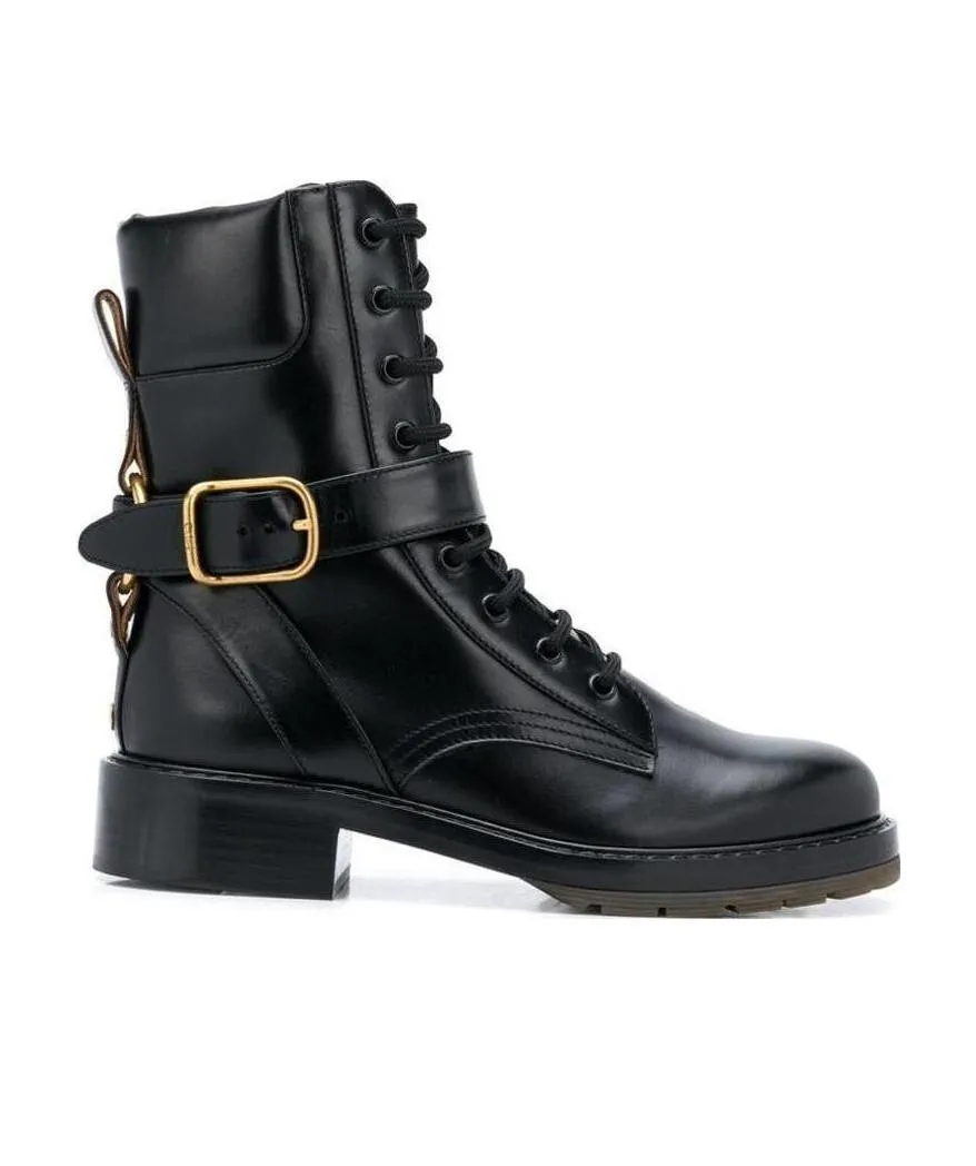 Logo Clasp Laced Boots