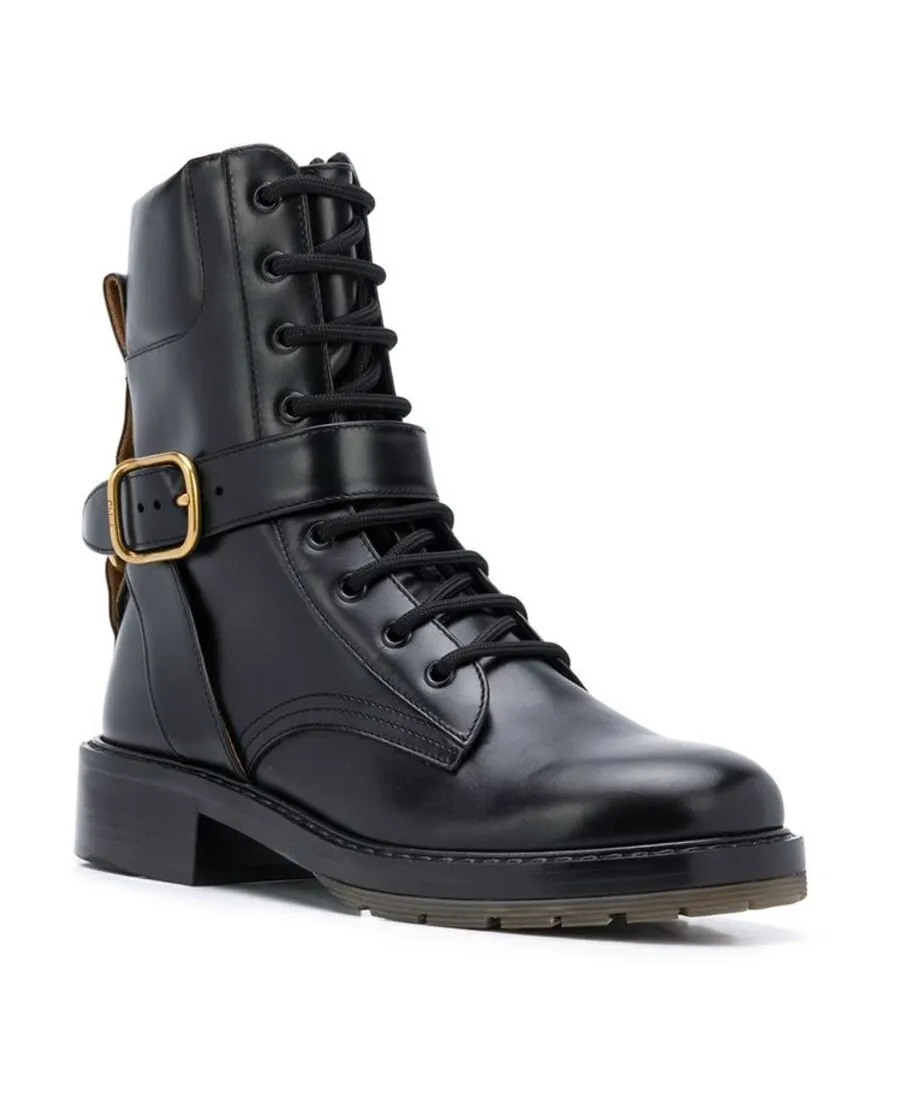 Logo Clasp Laced Boots