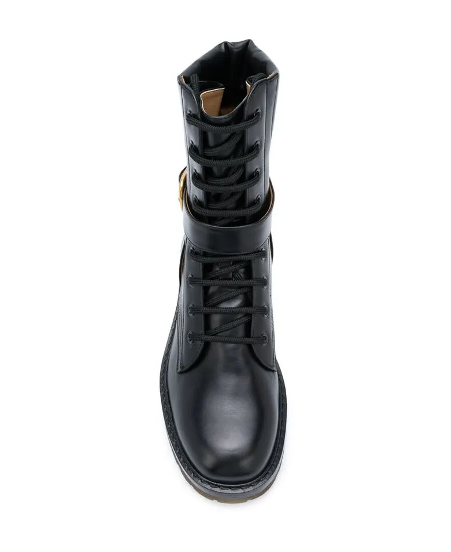 Logo Clasp Laced Boots