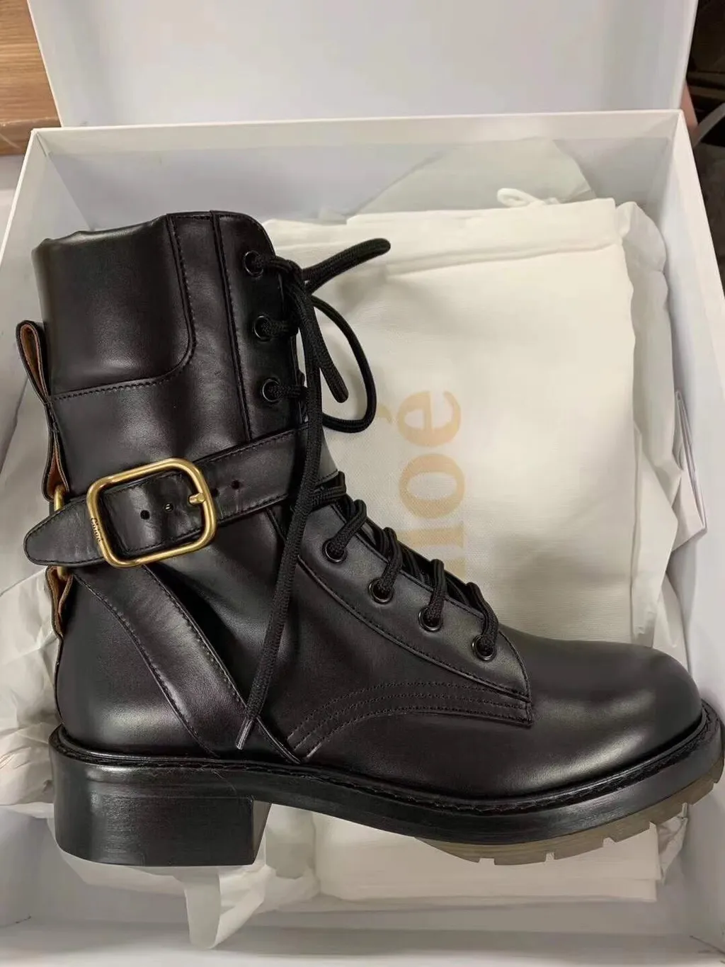 Logo Clasp Laced Boots
