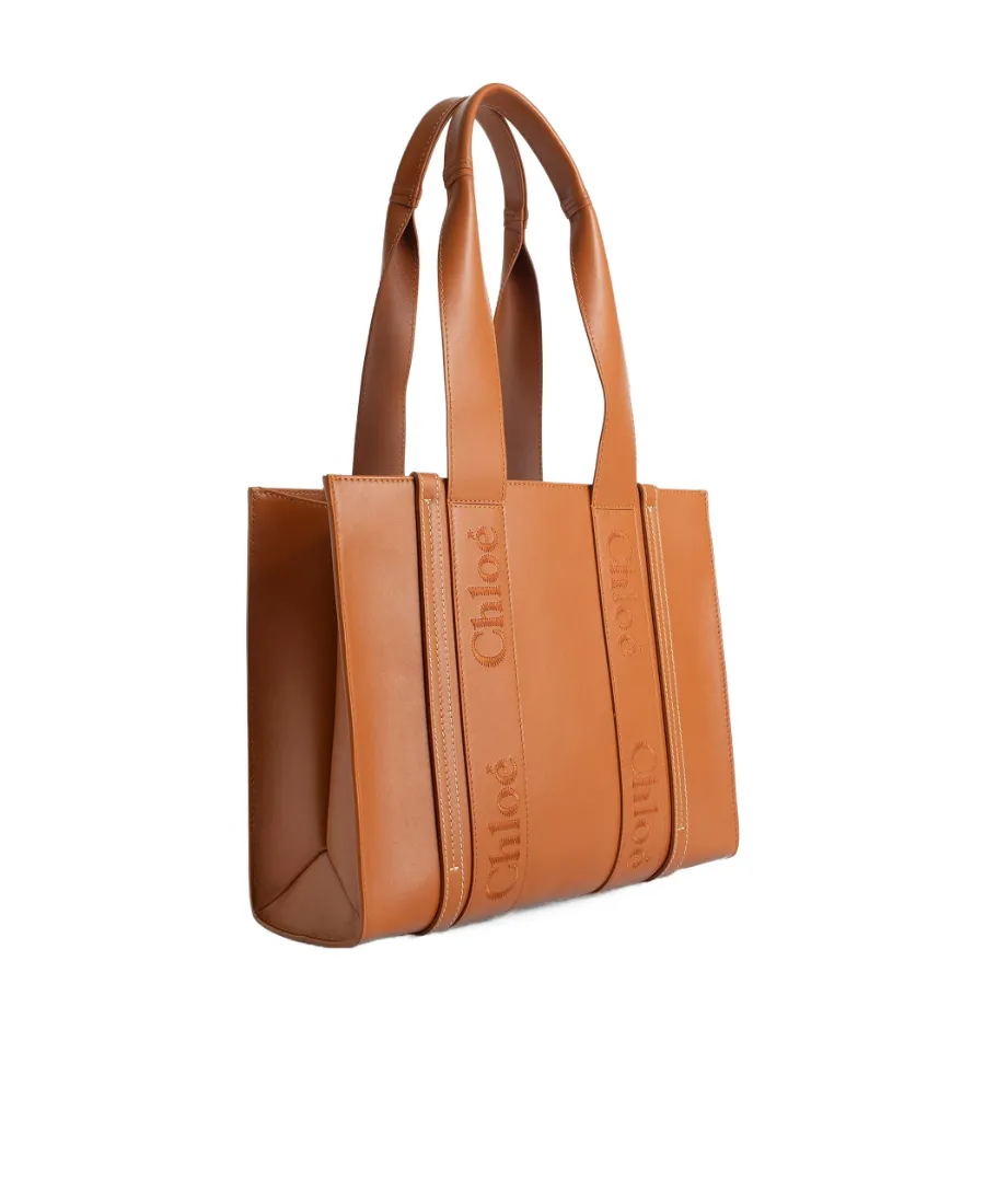 Woody Logo Embroidered Medium Tote Bag