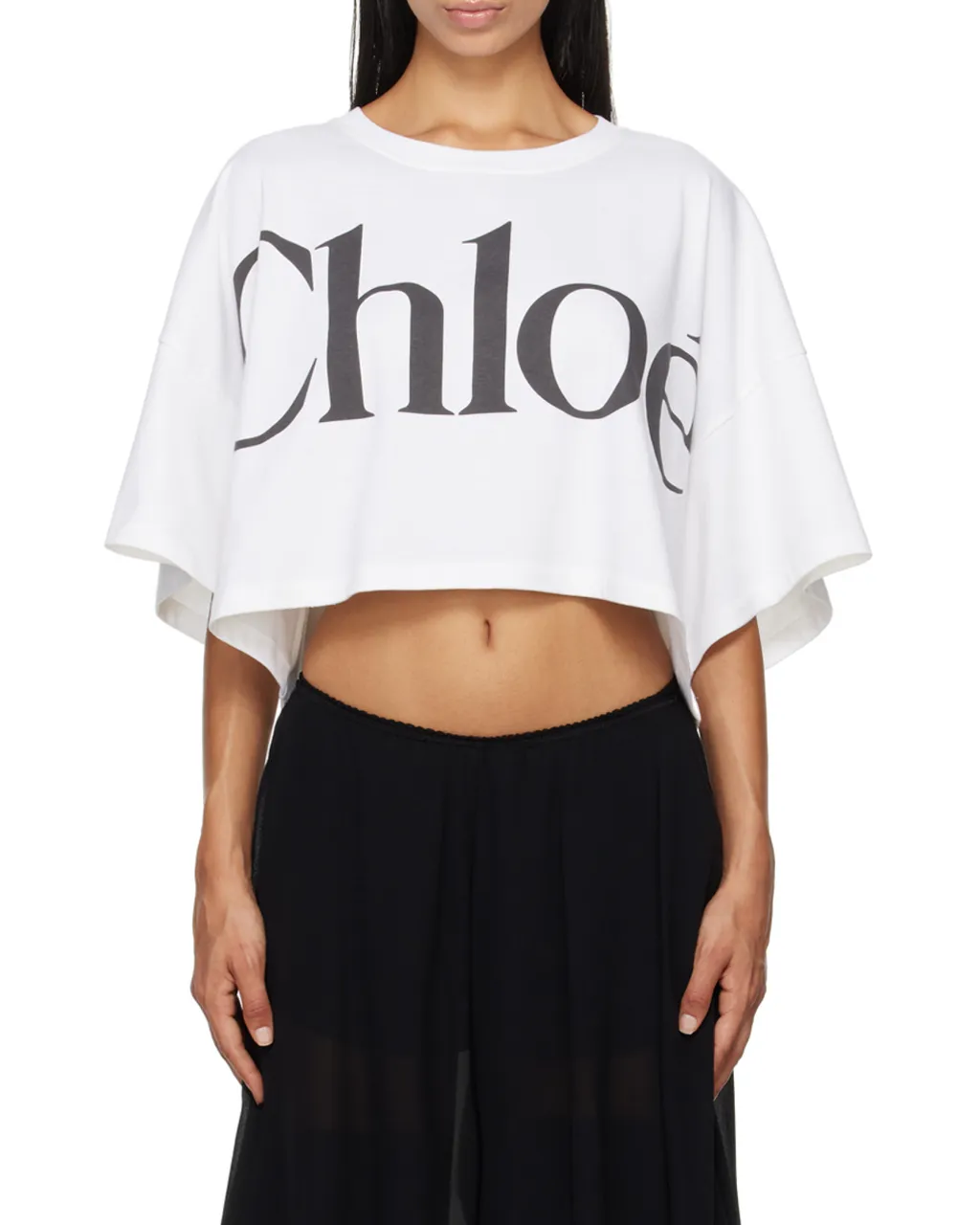 Logo Printed Crewneck Cropped T-Shirt