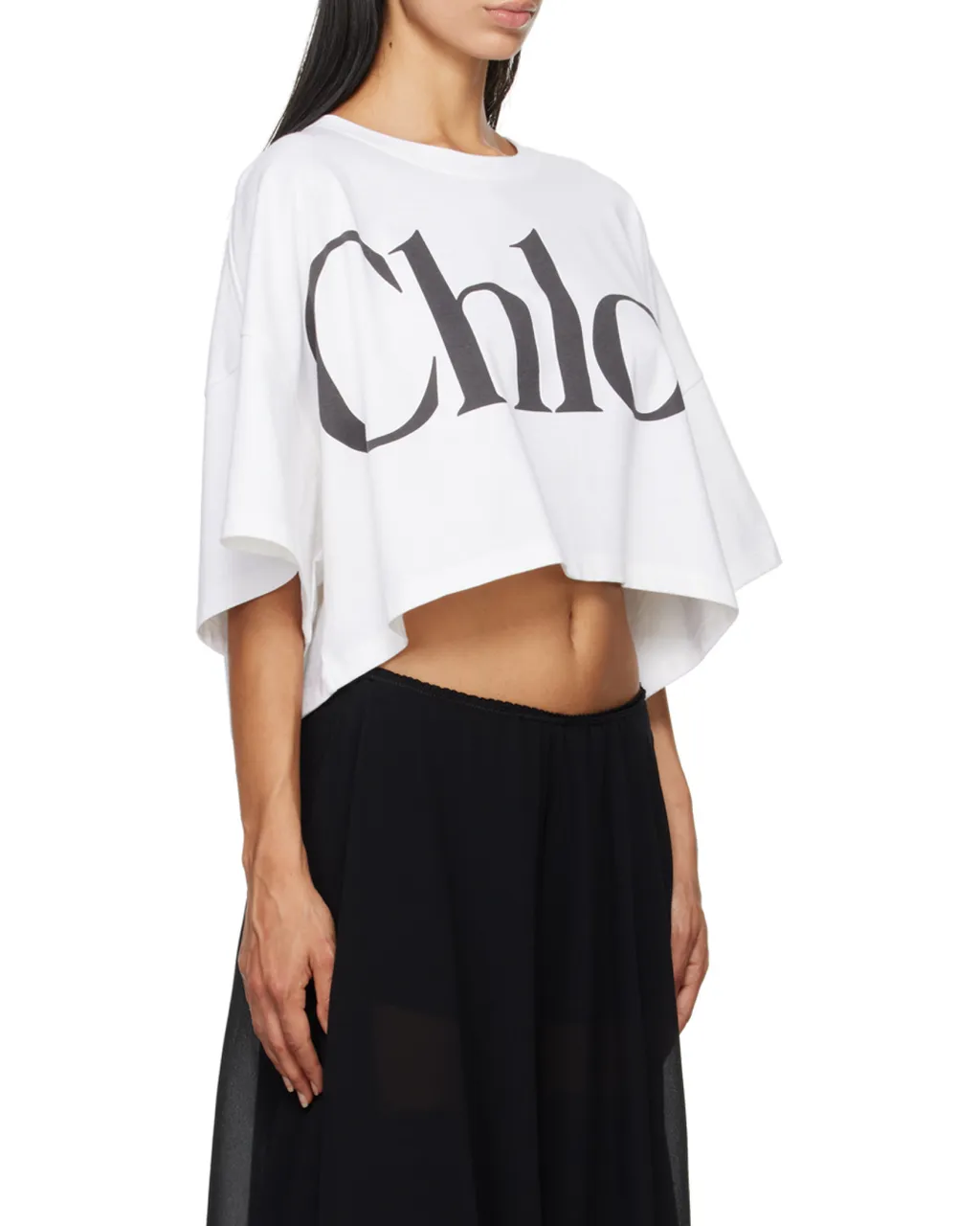 Logo Printed Crewneck Cropped T-Shirt