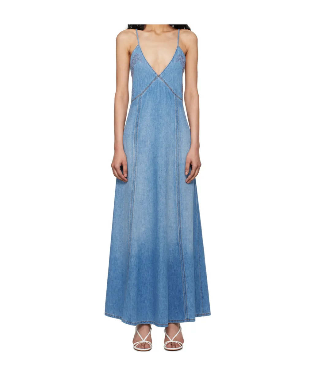 Long Flare Denim Dress