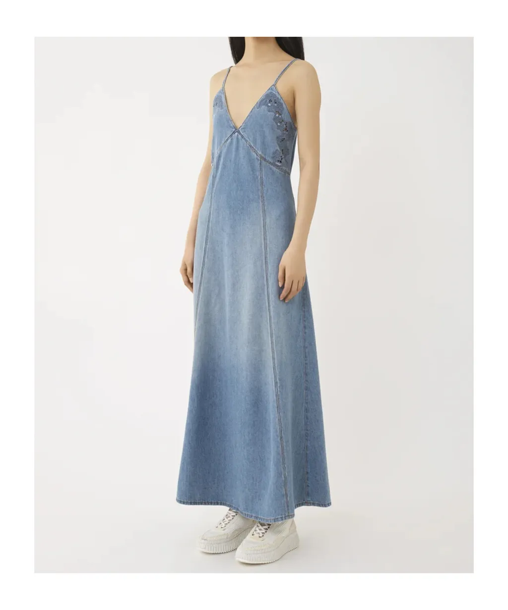 Long Flare Denim Dress