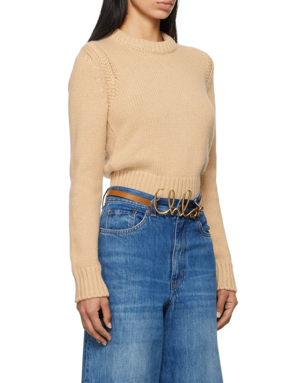 Crewneck Cropped Knitted Sweater