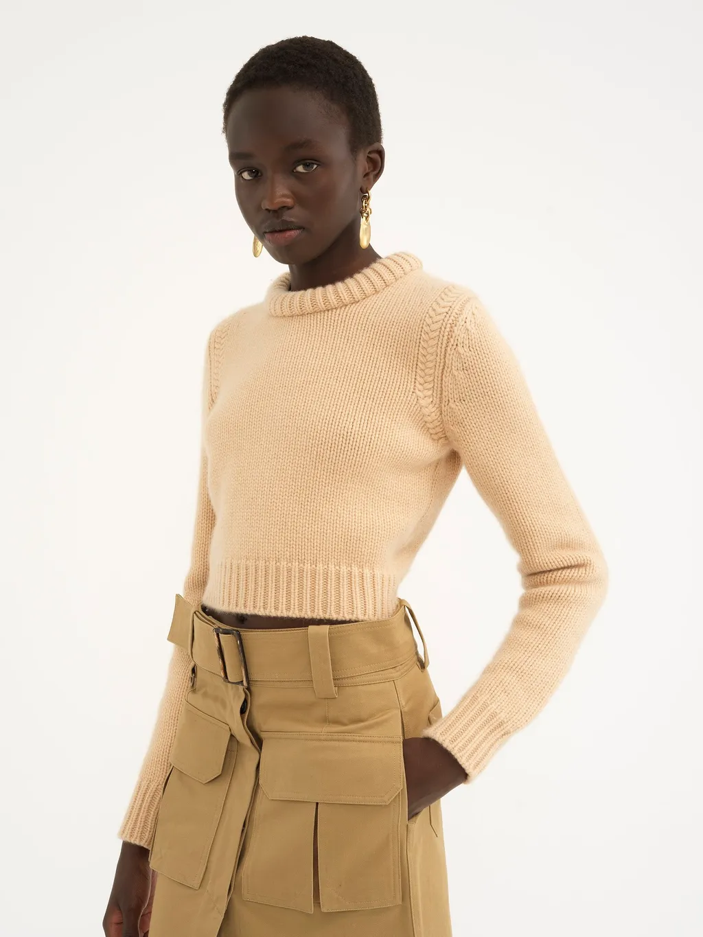 Crewneck Cropped Knitted Sweater