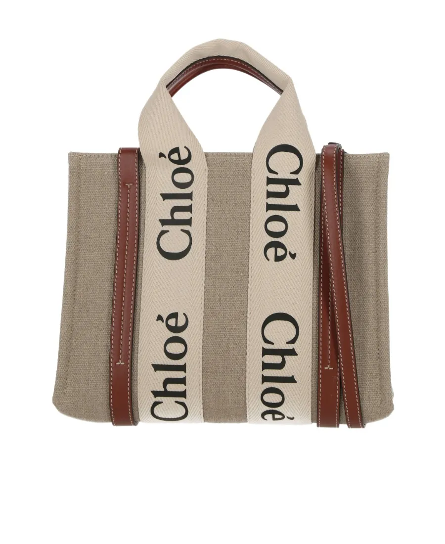 Woody Logo Detailed Small Tote Bag