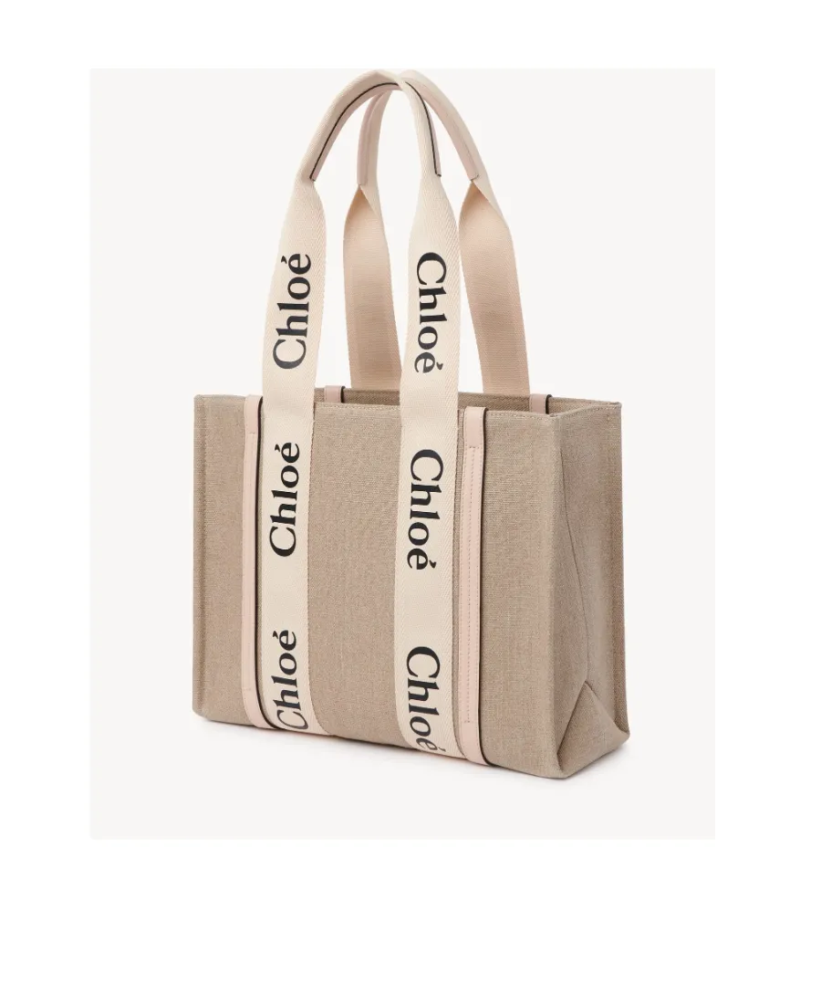 Woody Logo Printed Medium Tote Bag