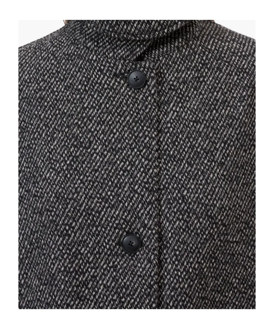 Herringbone-Pattern Button Coat