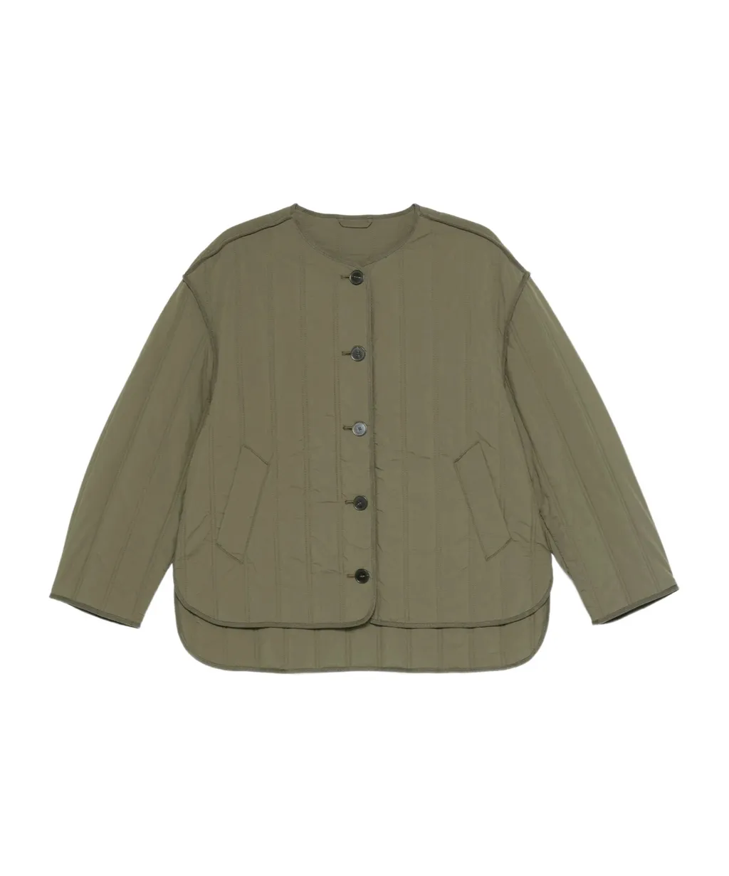 Quilted-Pattern Crew-Neck Jacket