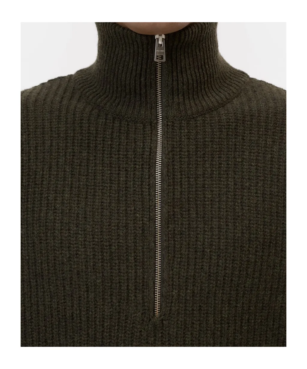 Zippered Long-Sleeve Sweater