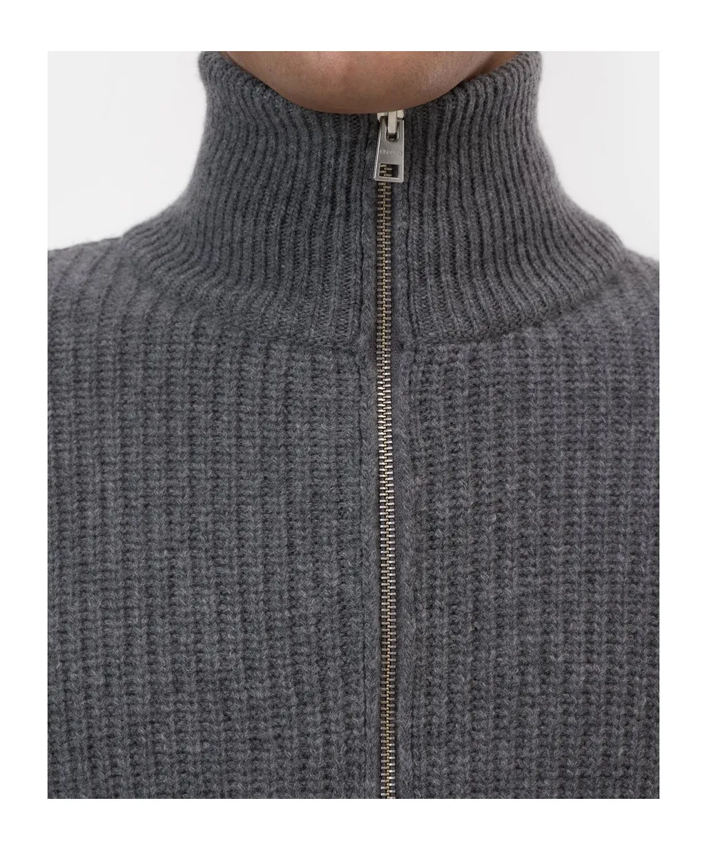 Zipped-Up Knit Cardigan
