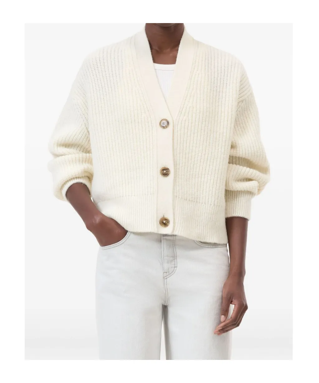 Ribbed Button-Front Cardigan