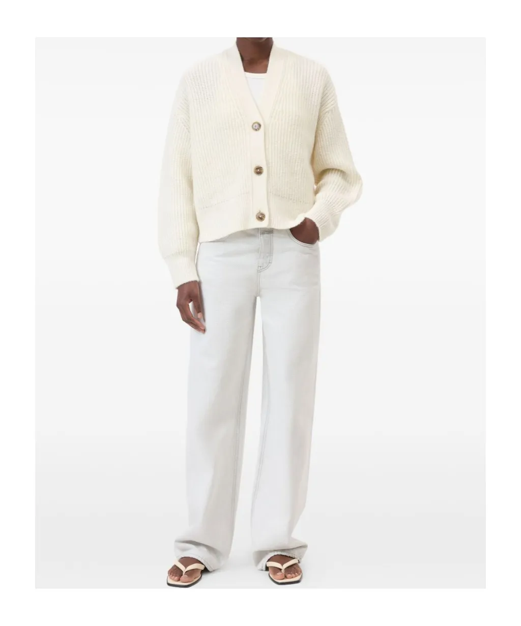 Ribbed Button-Front Cardigan