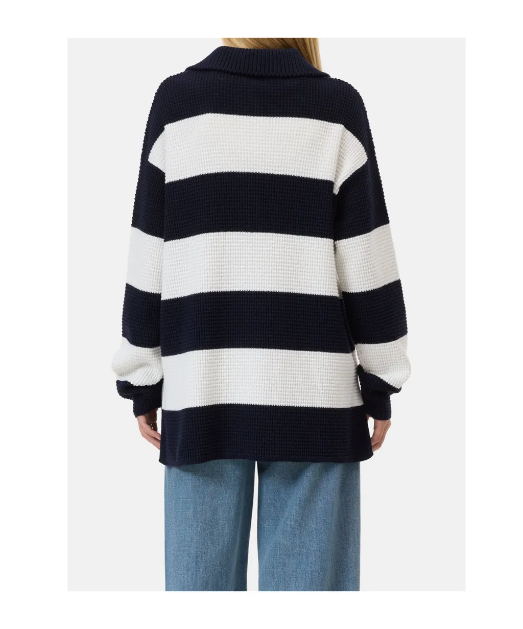 Striped Knitted Polo Top