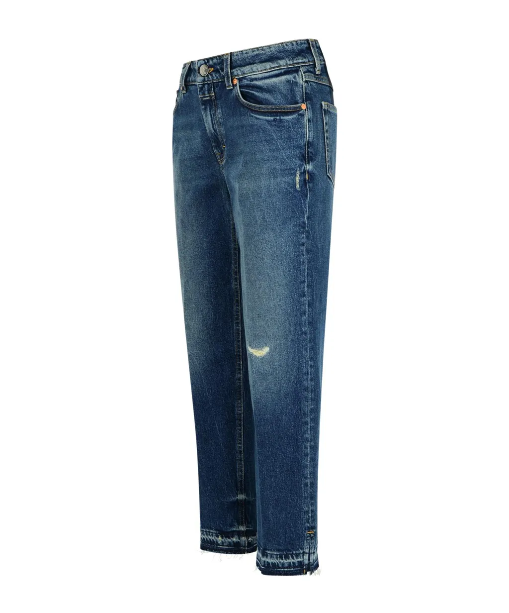 Distressed Straight-Leg Jeans