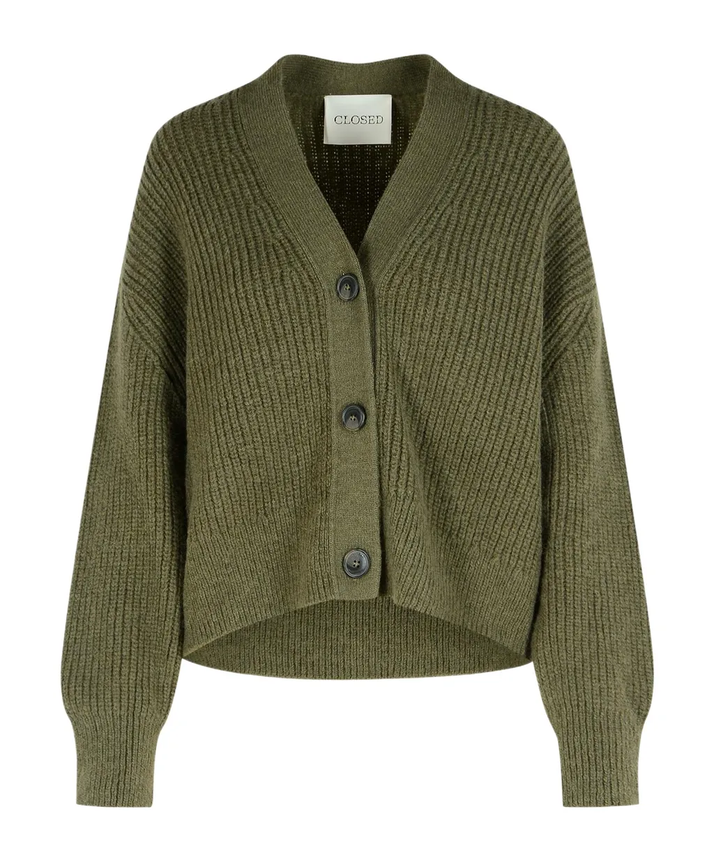Ribbed Button-Front Cardigan