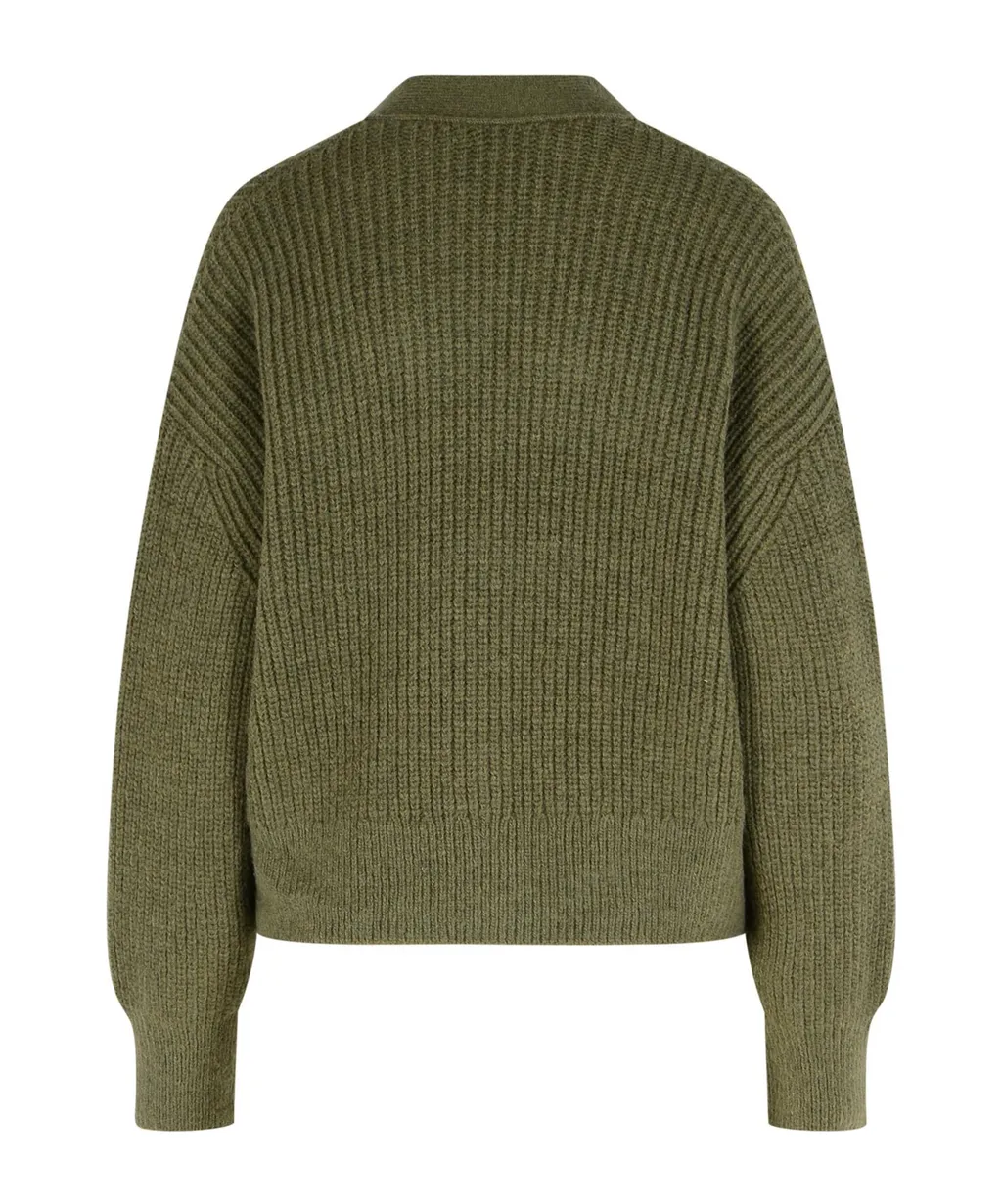 Ribbed Button-Front Cardigan