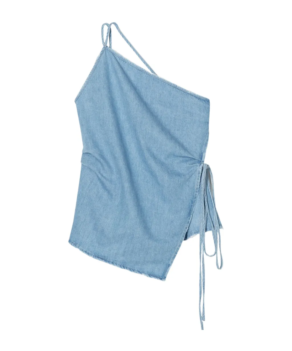 Wrap-Design Denim Top