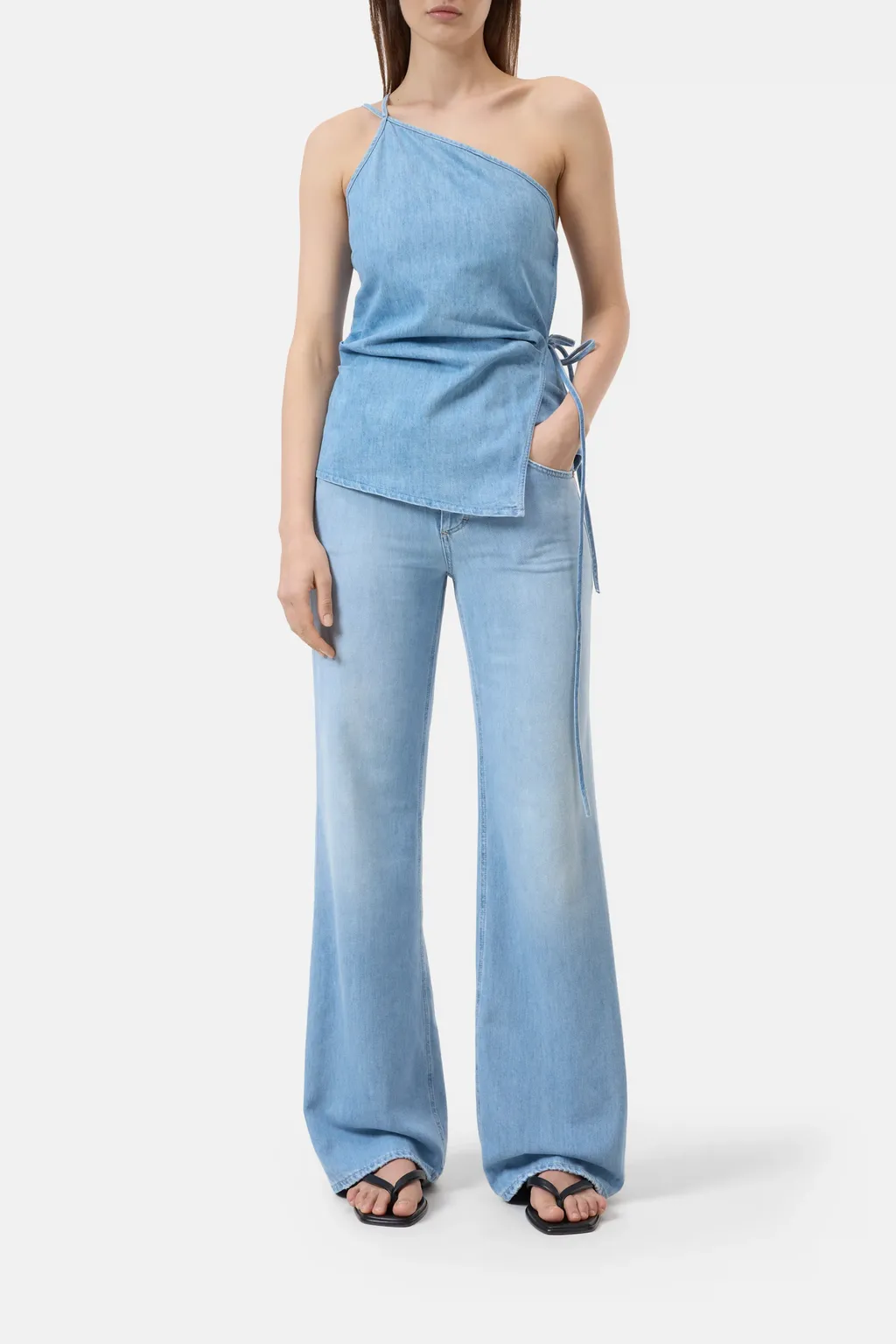 Wrap-Design Denim Top