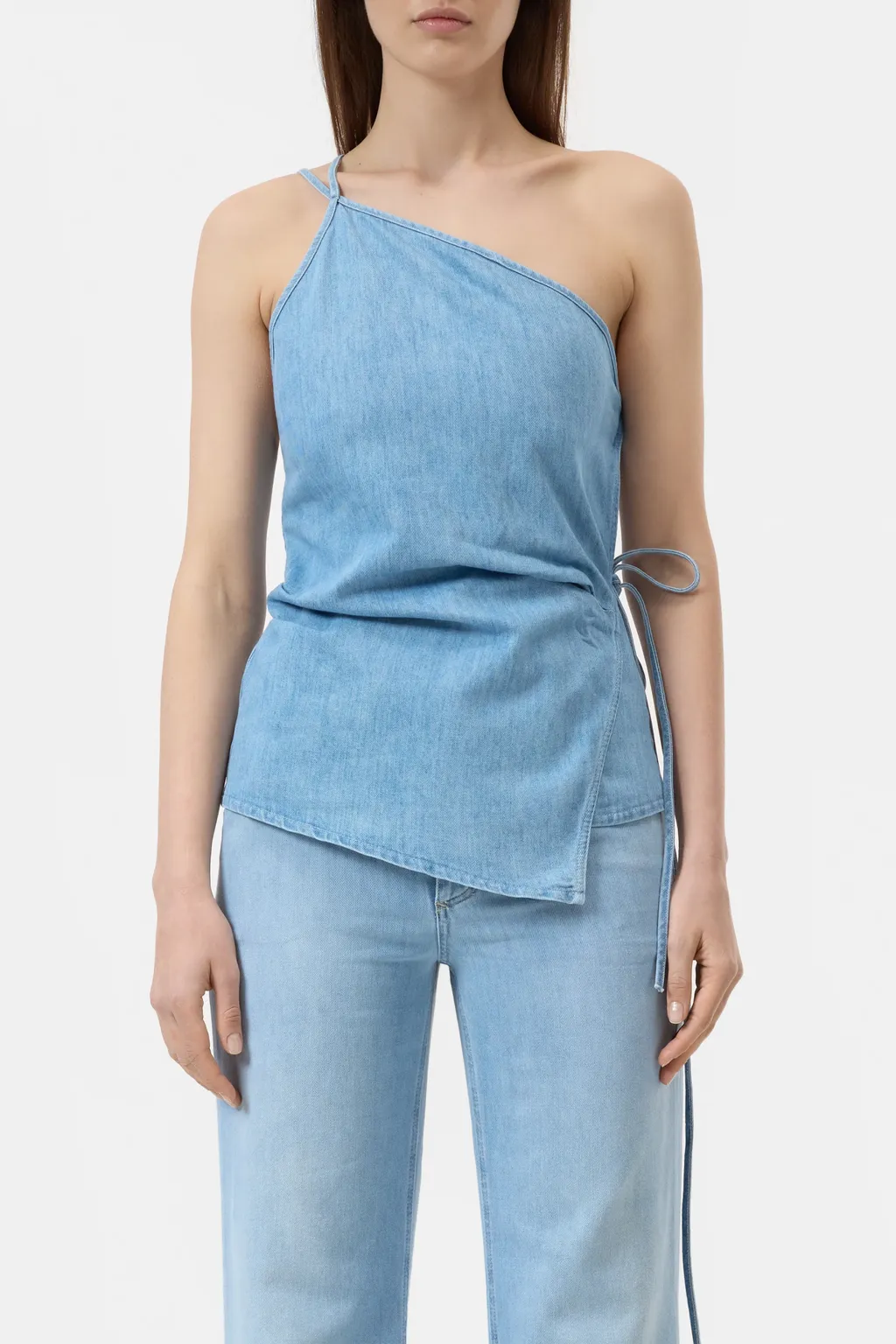 Wrap-Design Denim Top