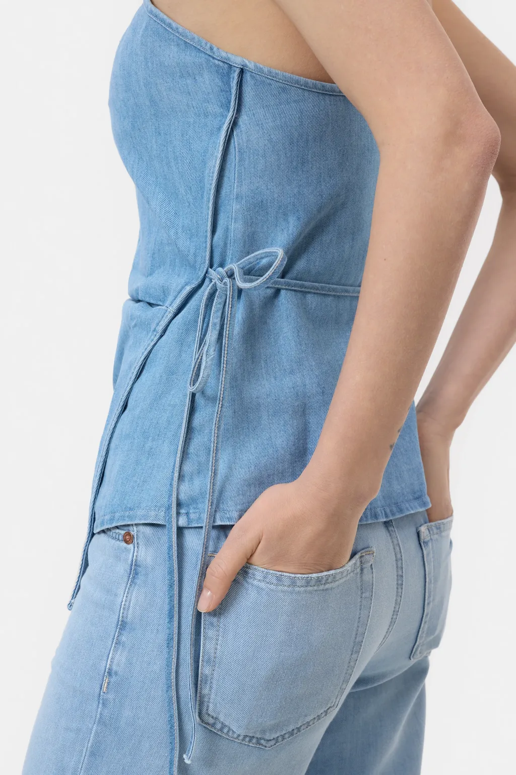 Wrap-Design Denim Top