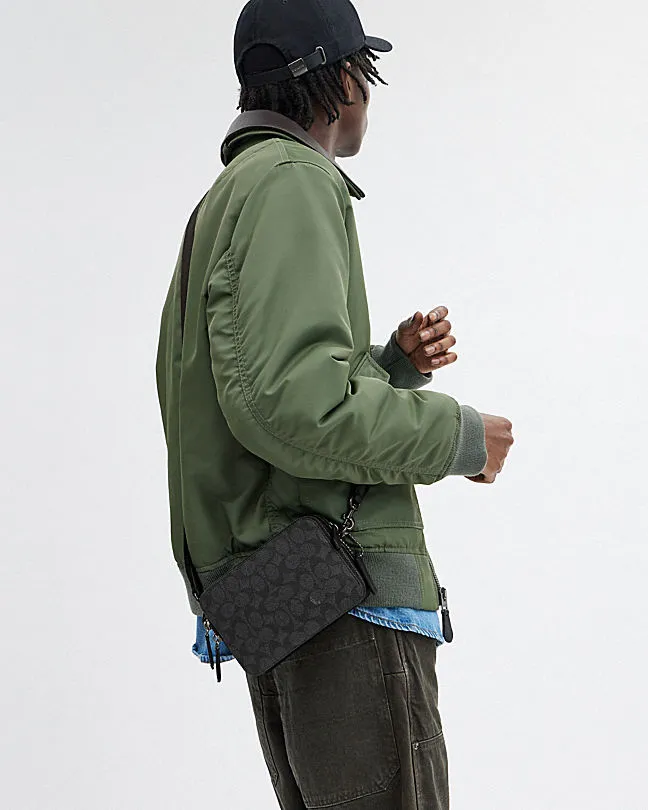 Zipped Leather Messenger Bag