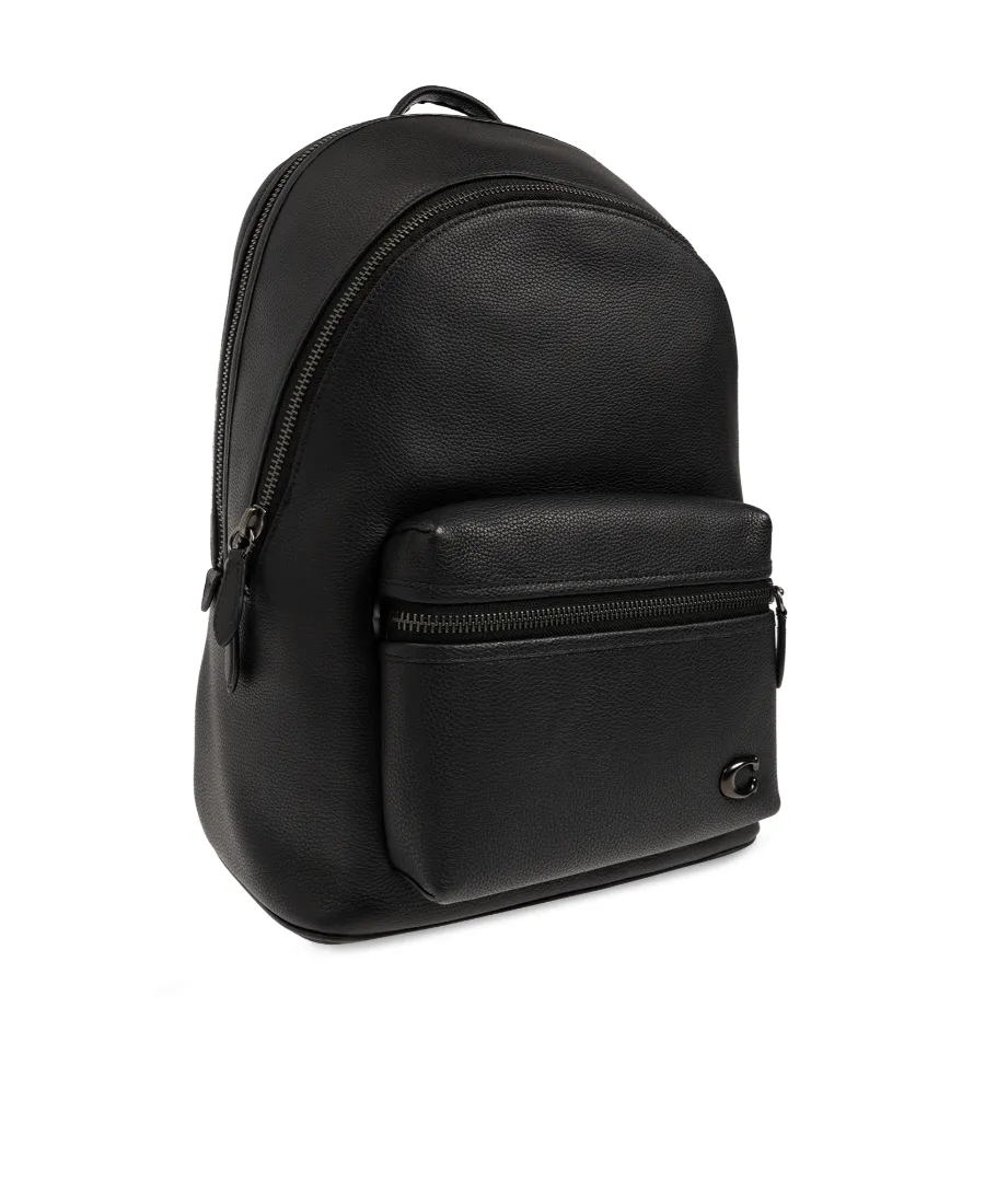 Logo-Plaque Leather Backpack