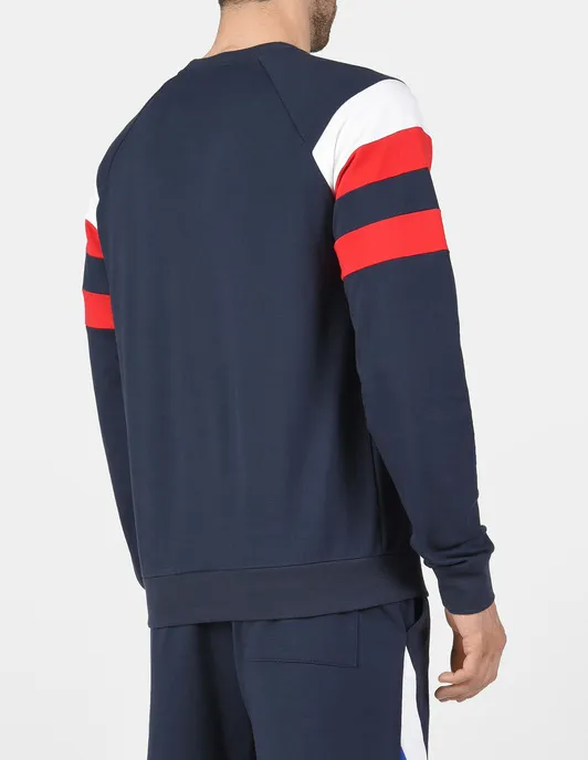 Navy Blue Logo Round-Necked Sweater