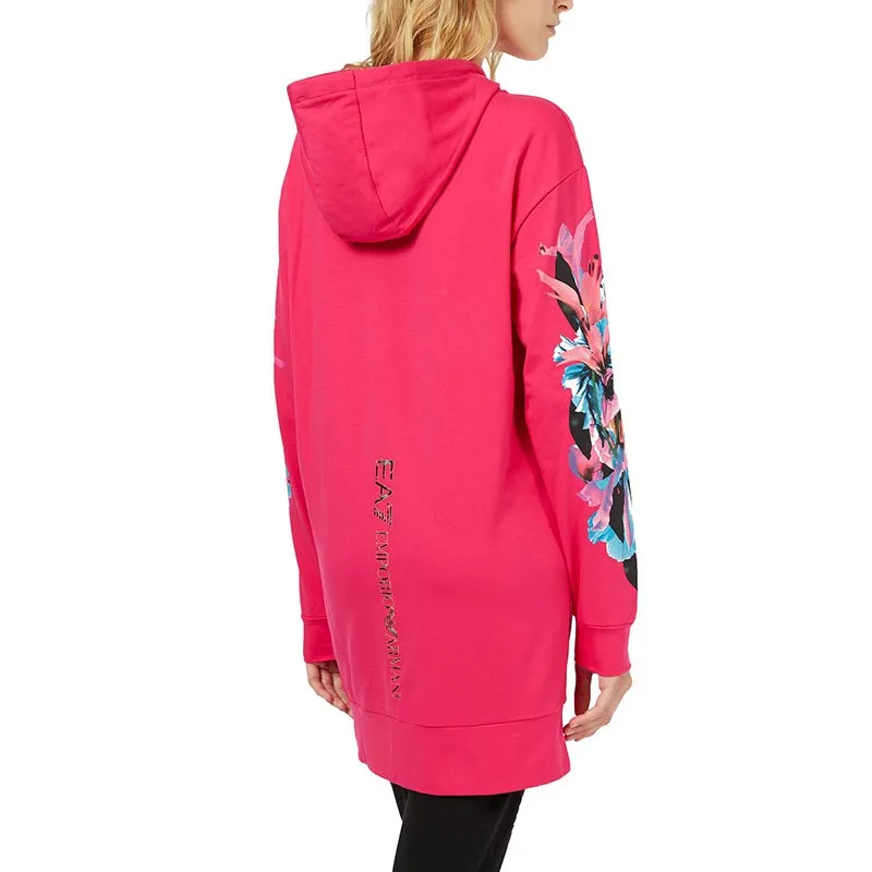 Floral Pattern Hooded Long Sweater