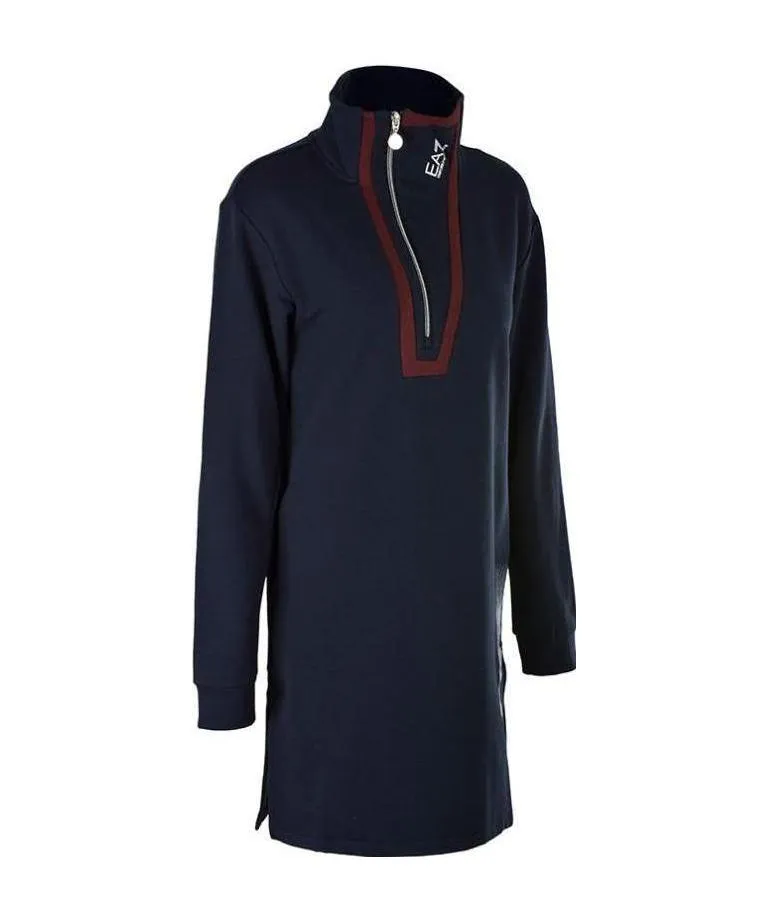 Navy Blue Sweater With High Collar And Long Sleeves