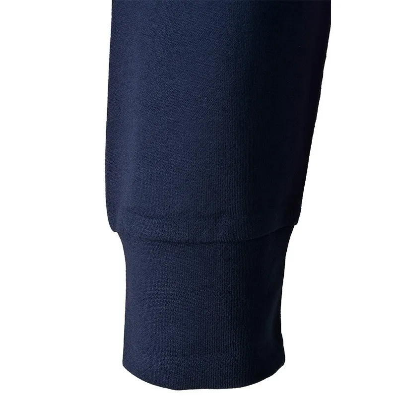 Navy Blue Floral Pattern Hooded Long Sweater