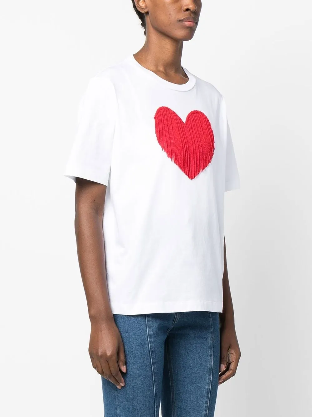 Heart Embellished Crewneck T-Shirt