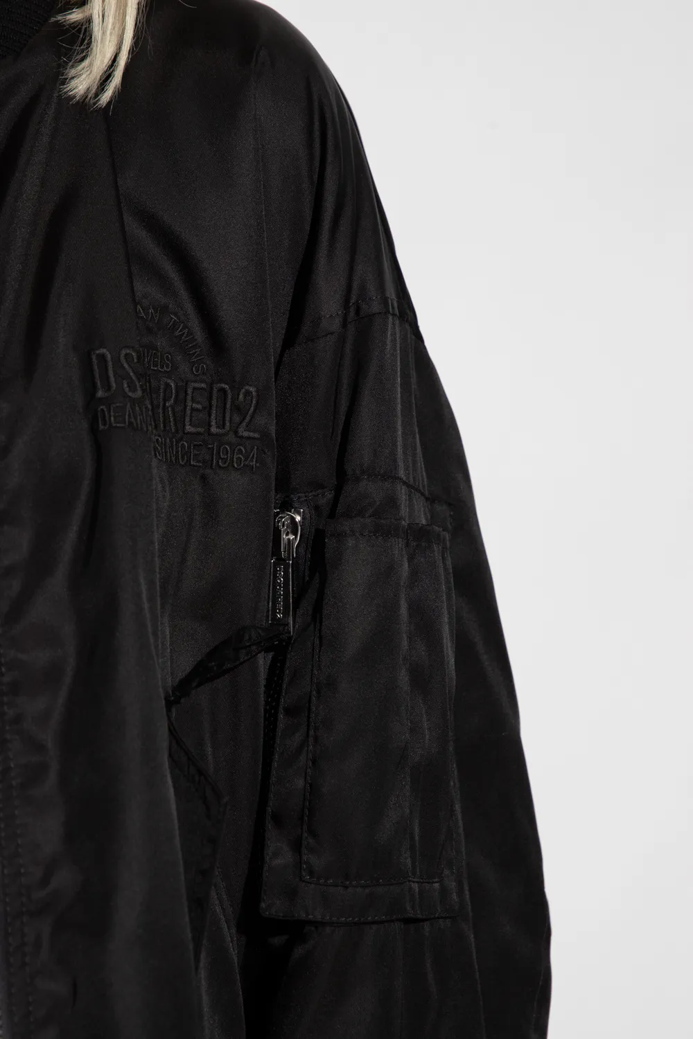 Logo Embroidered Zipped Bomber Jacket