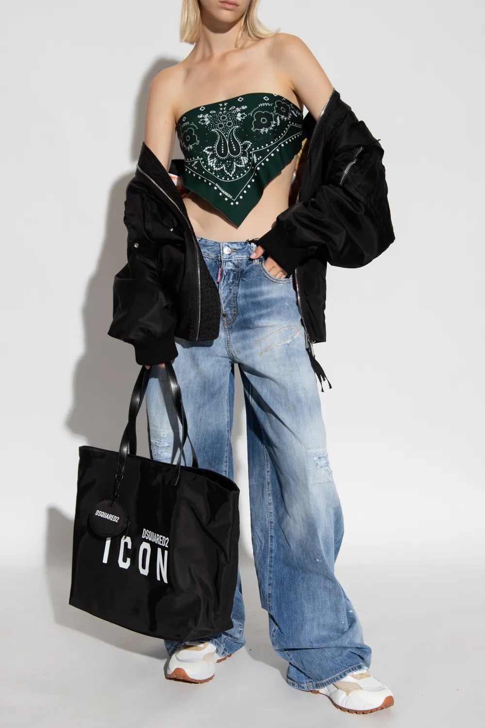 Logo Embroidered Zipped Bomber Jacket