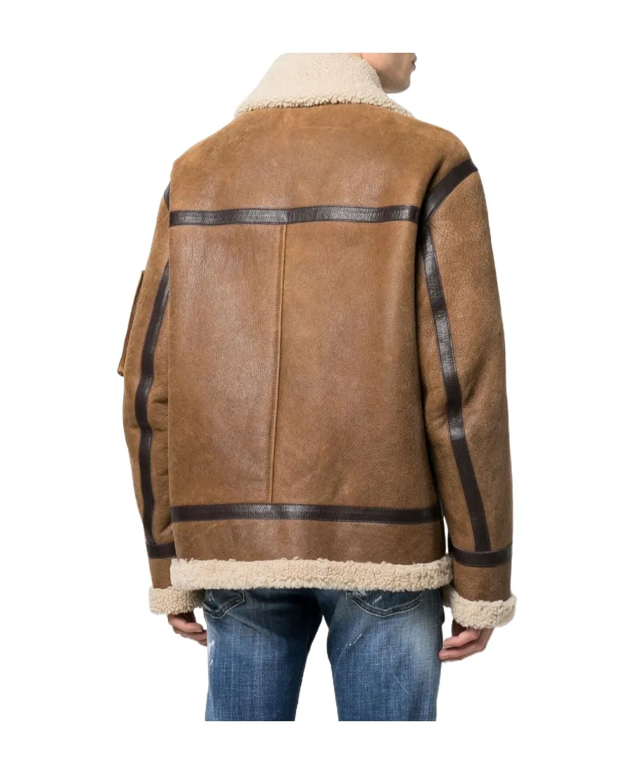 Shearling-Trimmed Biker Jacket