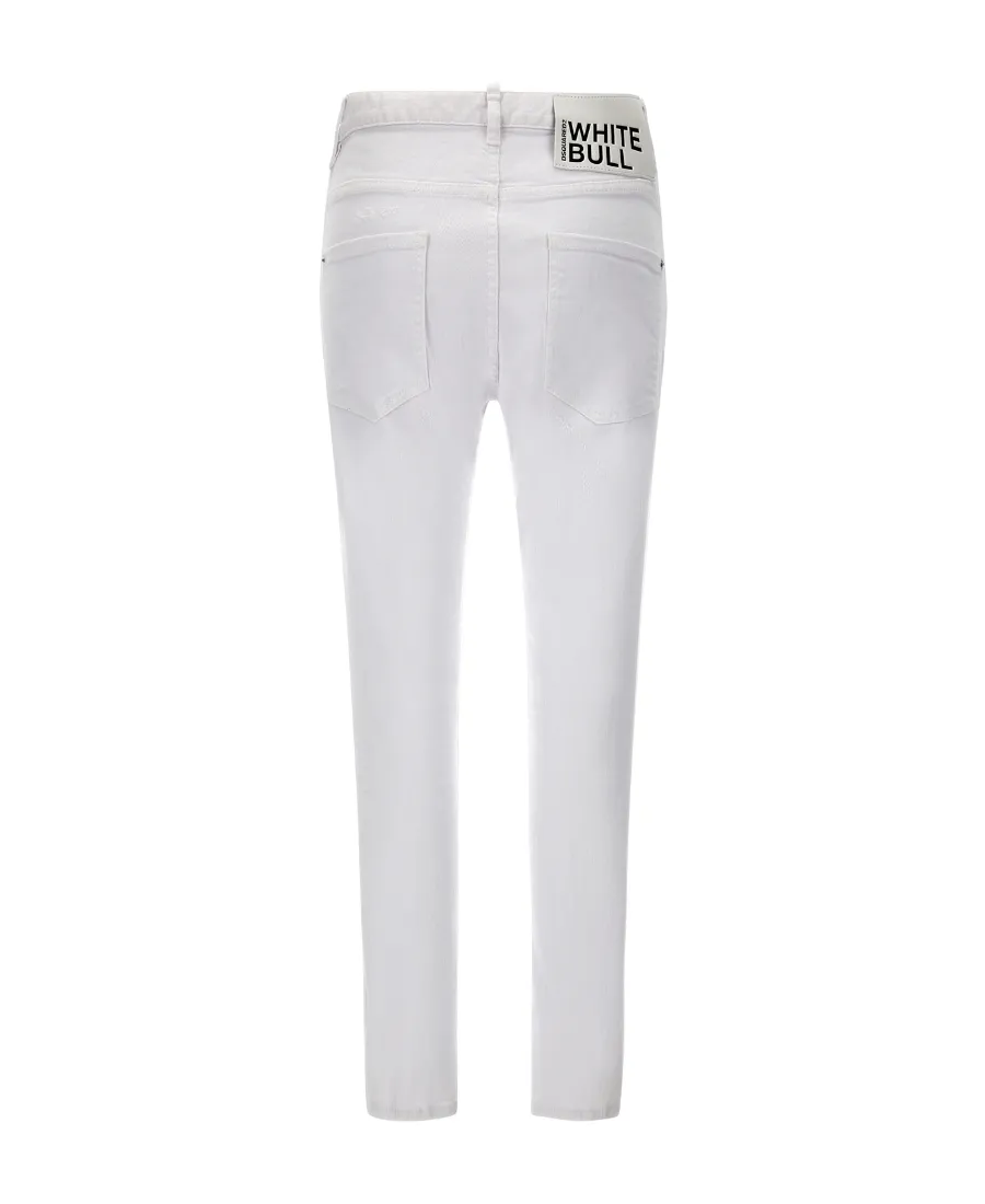 Distressed Logo-Patch Slim-Fit Jeans