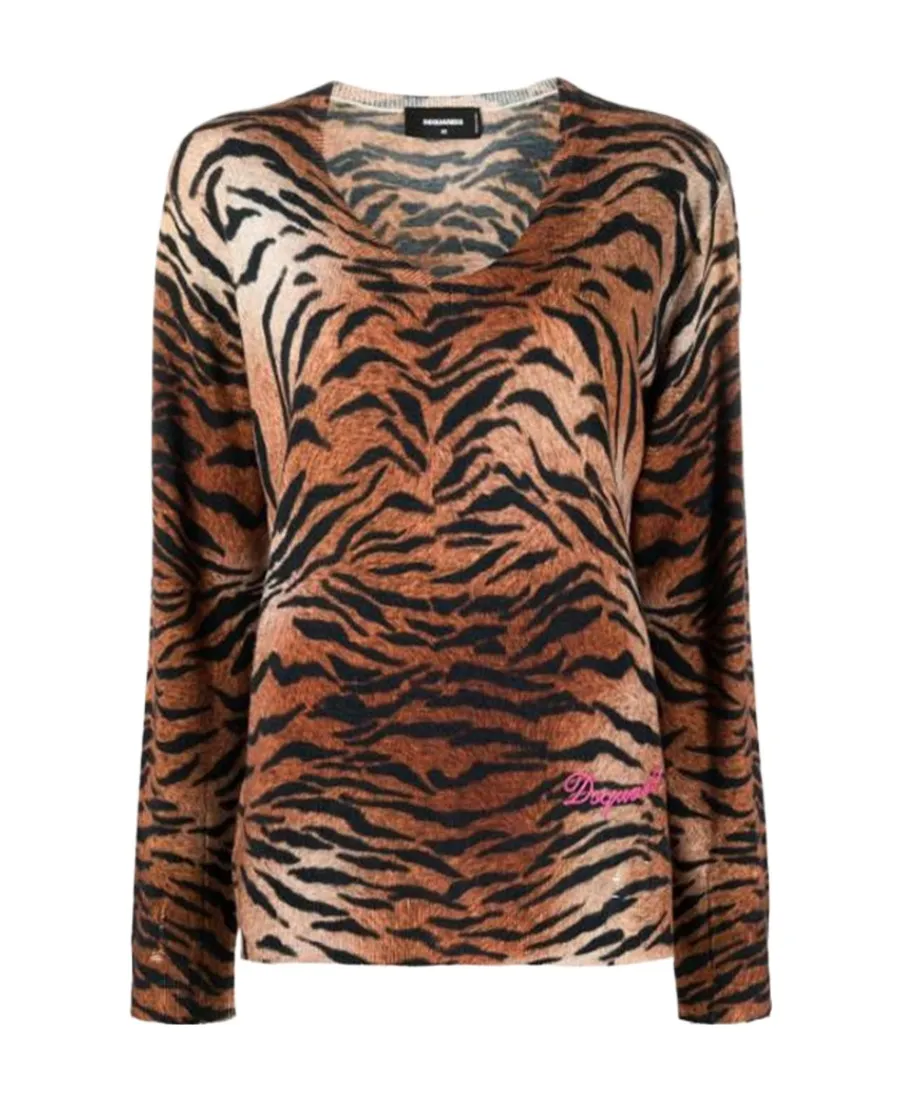 Leopard-Print Knitted Jumper