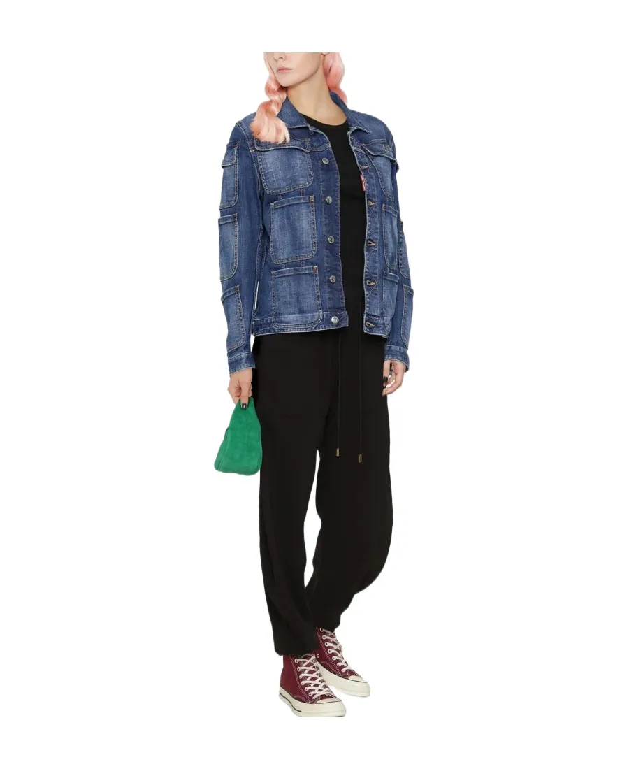 Pocket-Detailed Buttoned Denim Jacket