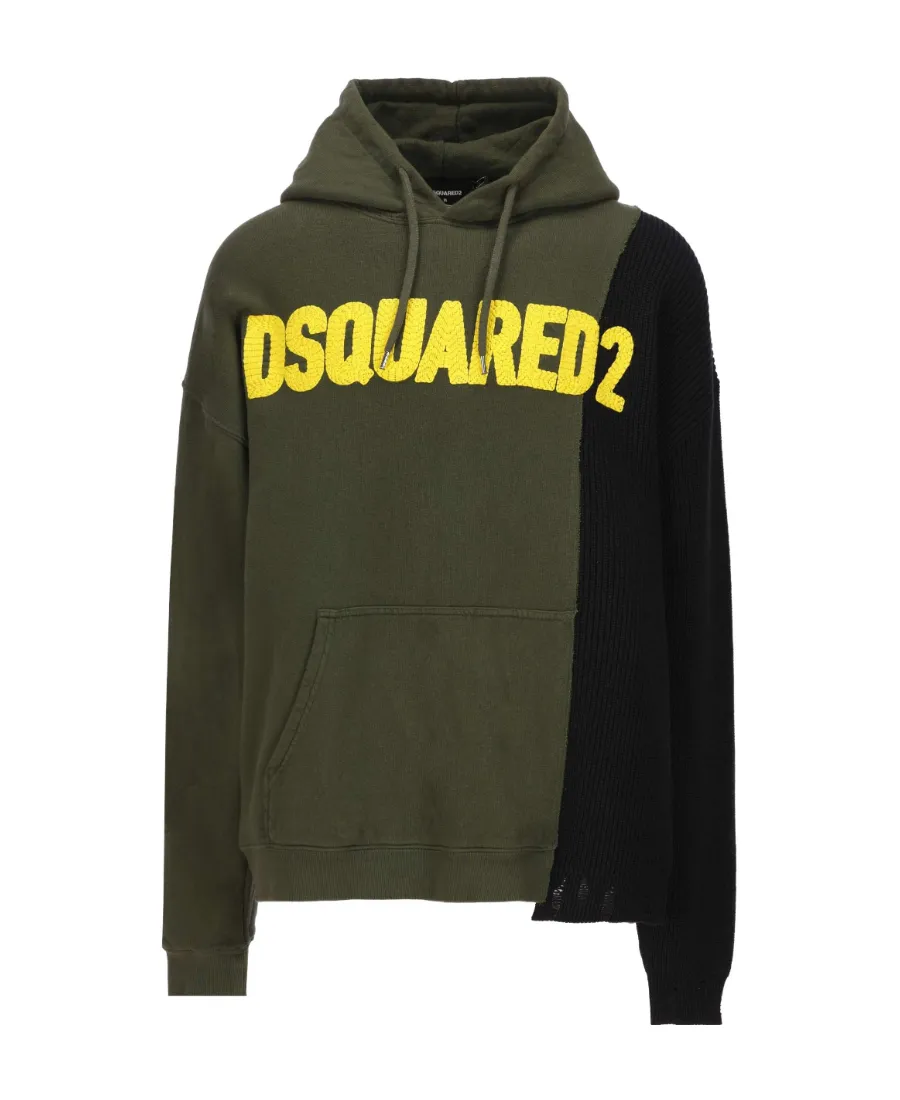 Panelled Drawstring Hoodie