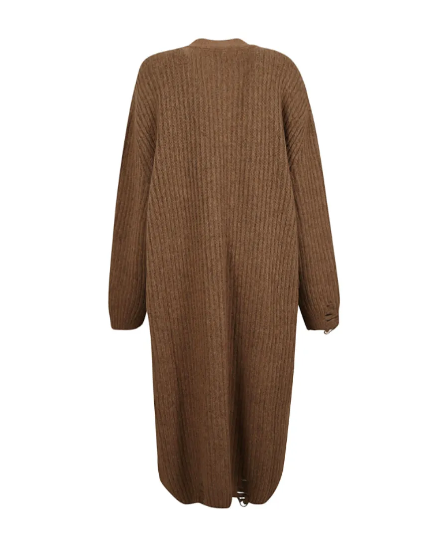 Extra-Long Distressed Knitted Cardigan