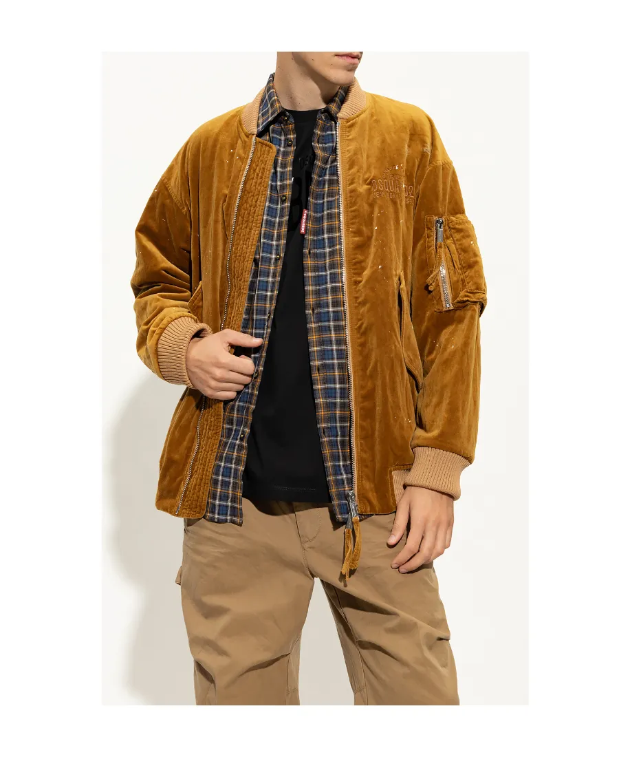 Logo Embroidered Zipped Bomber Jacket