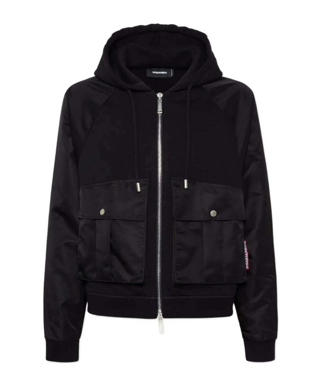 Cropped Relax Fit Utility Hoodie