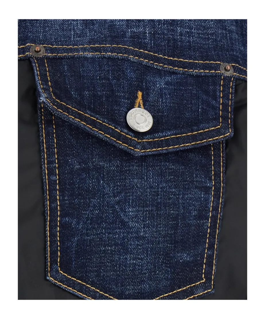 Two-Toned Button-Up Denim Jacket