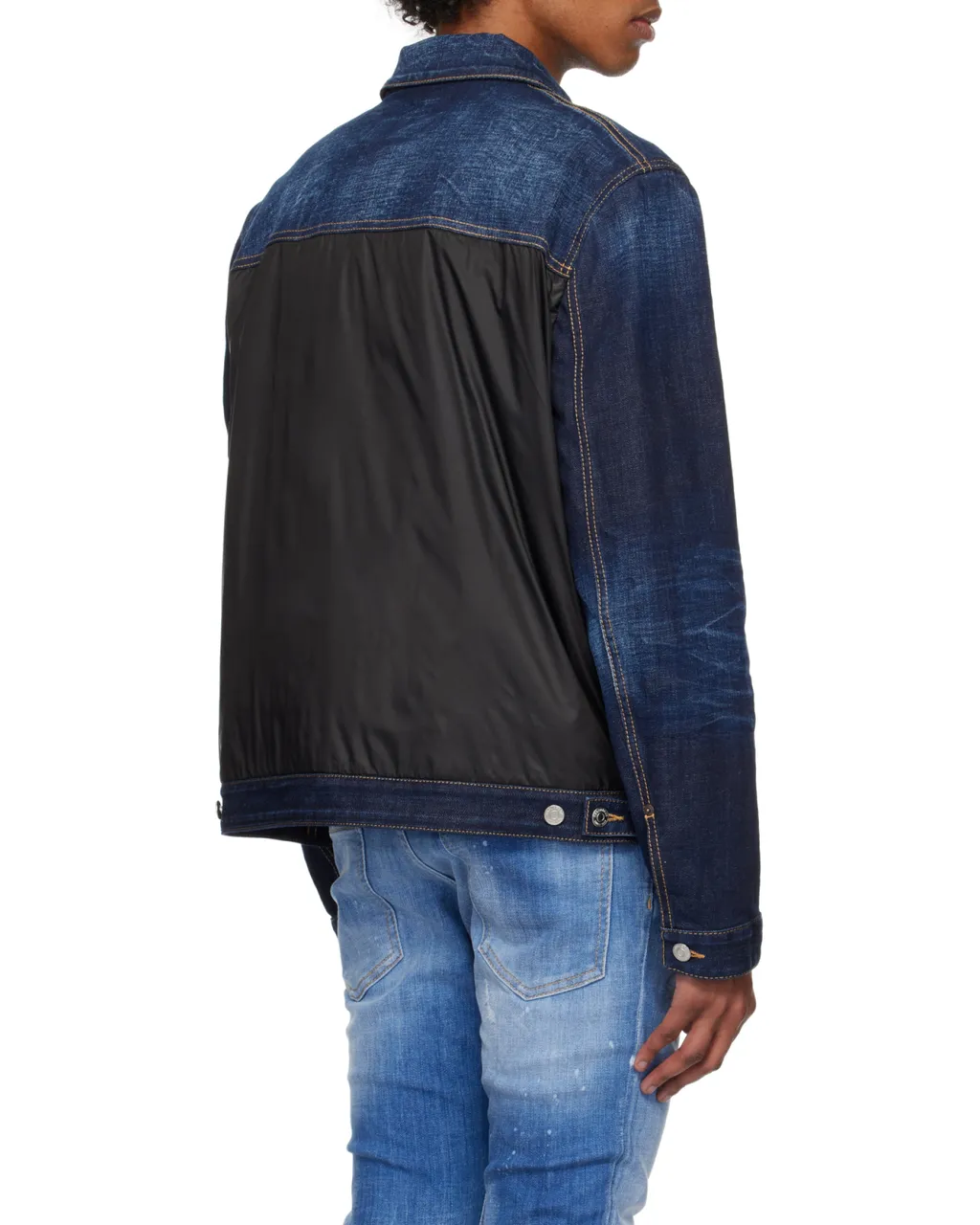 Two-Toned Button-Up Denim Jacket