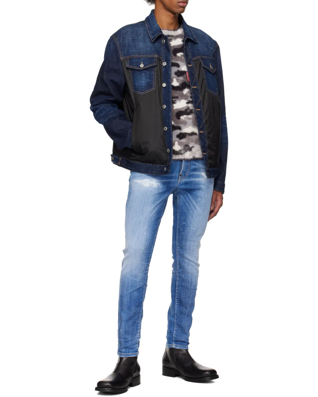 Two-Toned Button-Up Denim Jacket