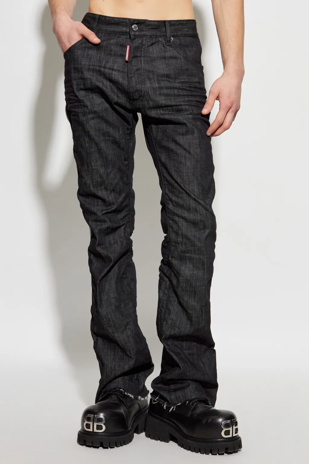 Straight-Leg Zip Detailed Jeans