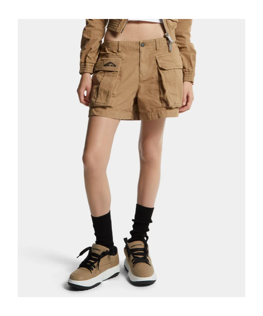 Icon-Printed Mid-Rise Cargo Shorts